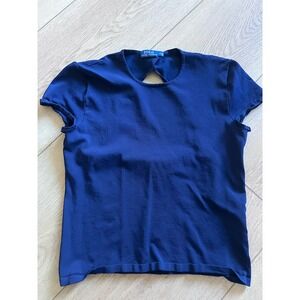 Polo Ralph Lauren T-Shirt Navy Blue Open-back Short Sleeve Crewneck Tee S